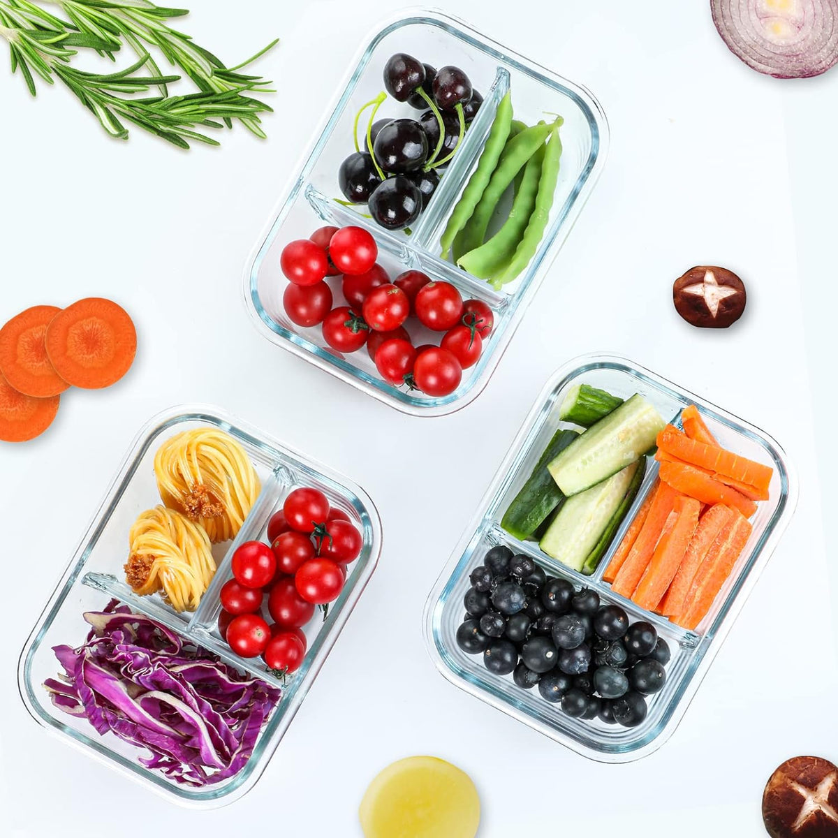 Glass Food Containers with Clip Lids, 1050 ml, Pack of 5, view 7