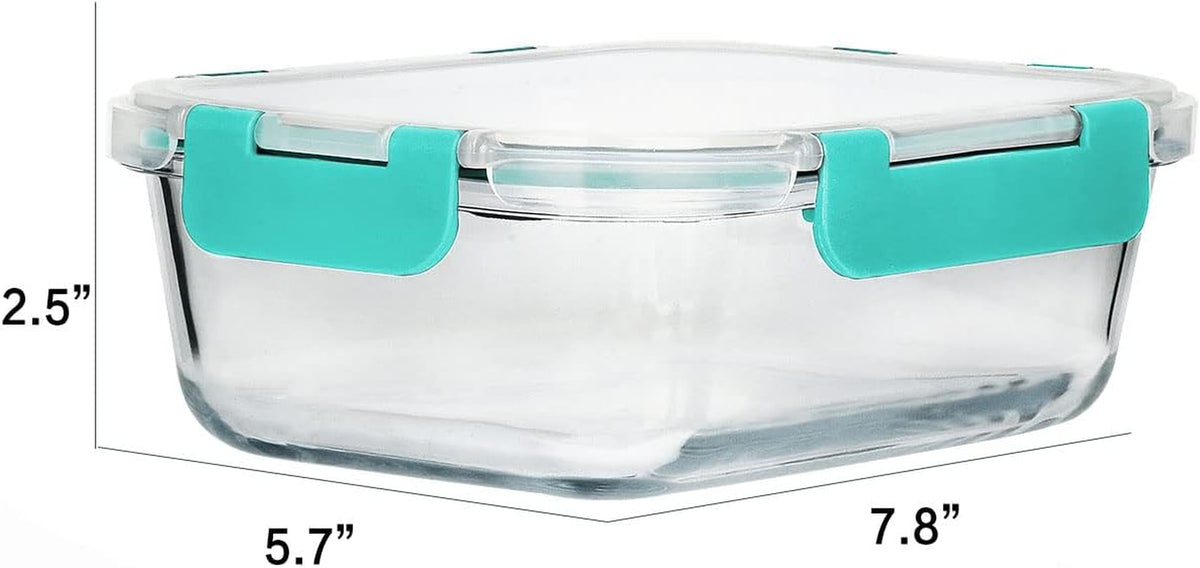 Glass Meal Prep Containers with Green Lids, 8 Pack, view 2