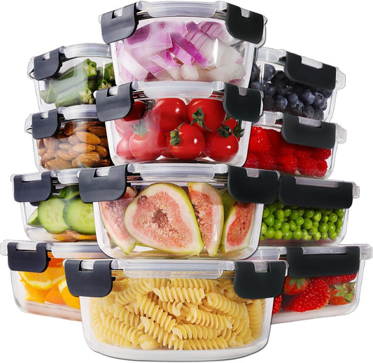 Glass Food Storage Containers, 24 Piece Set