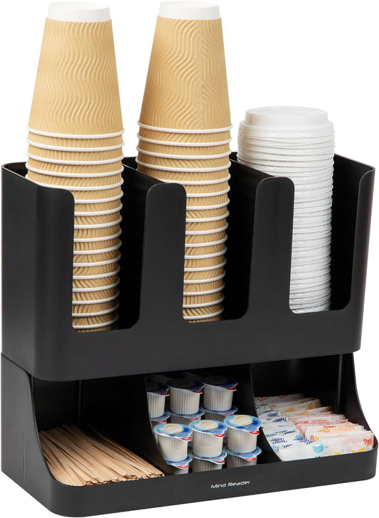 Six Compartment Coffee Station Organiser, Black