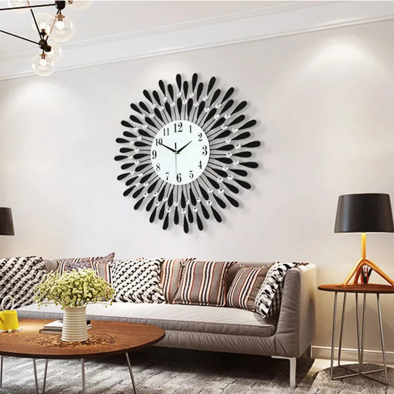 Crystal Sun Modern Style Silent Wall Clock 38X38Cm, 2020 New Product Living Room Office Home Wall Decoration