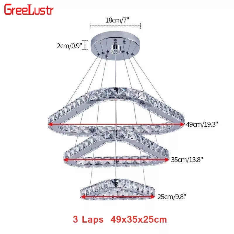 Luxury Rings Chandeliers for Dining Room Stainless Steel Modern Home Decor Hanging Lighting K9 Crystal Light Ceiling Chandeliers