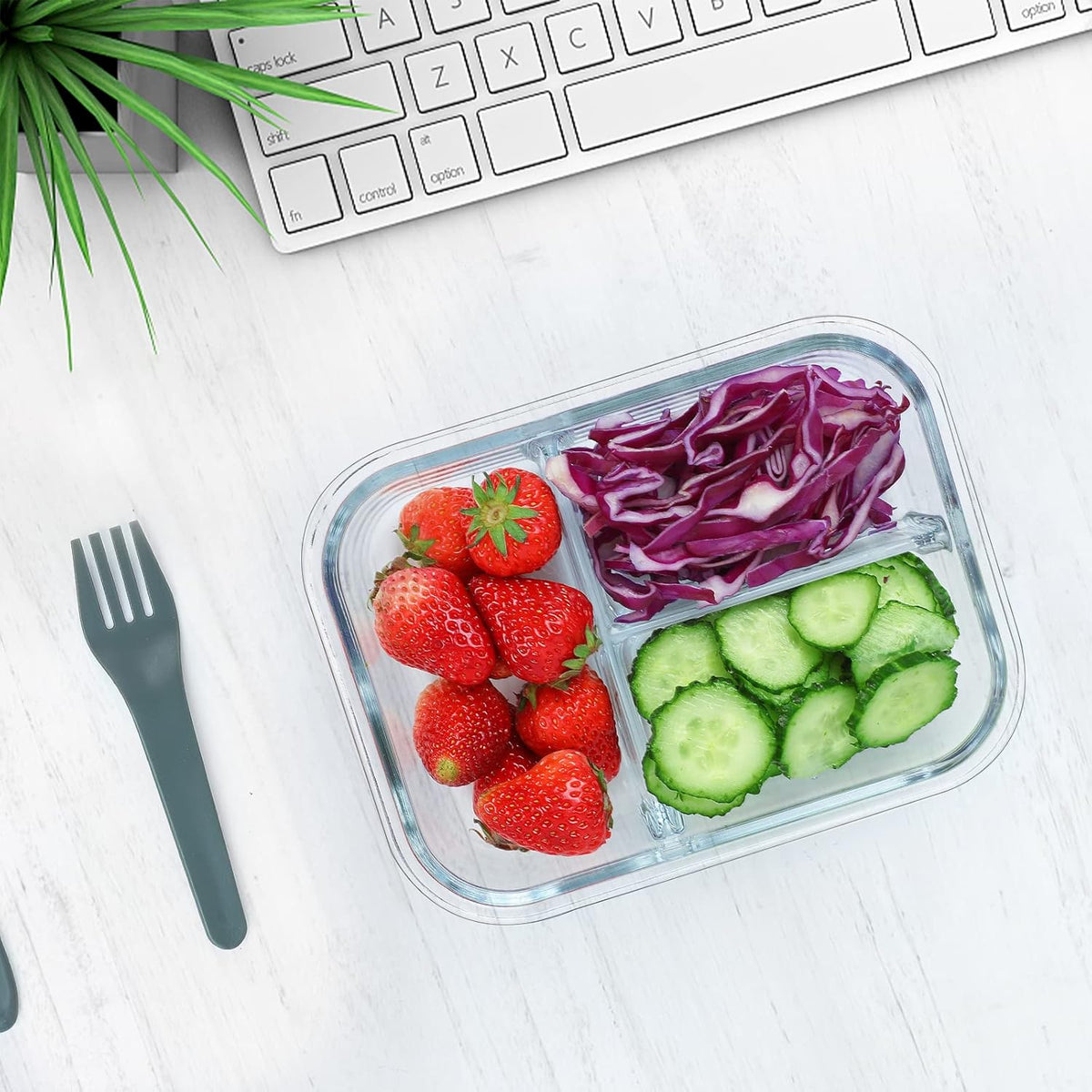 Glass Food Containers with Clip Lids, 1050 ml, Pack of 5, view 5