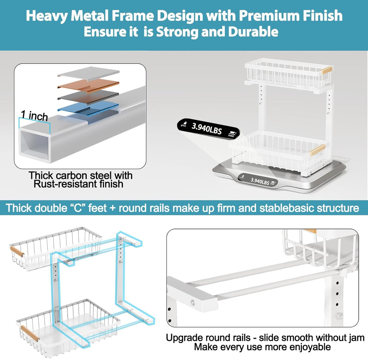 Two Tier Pull Out Under Sink Organiser, Set of 2, view 9