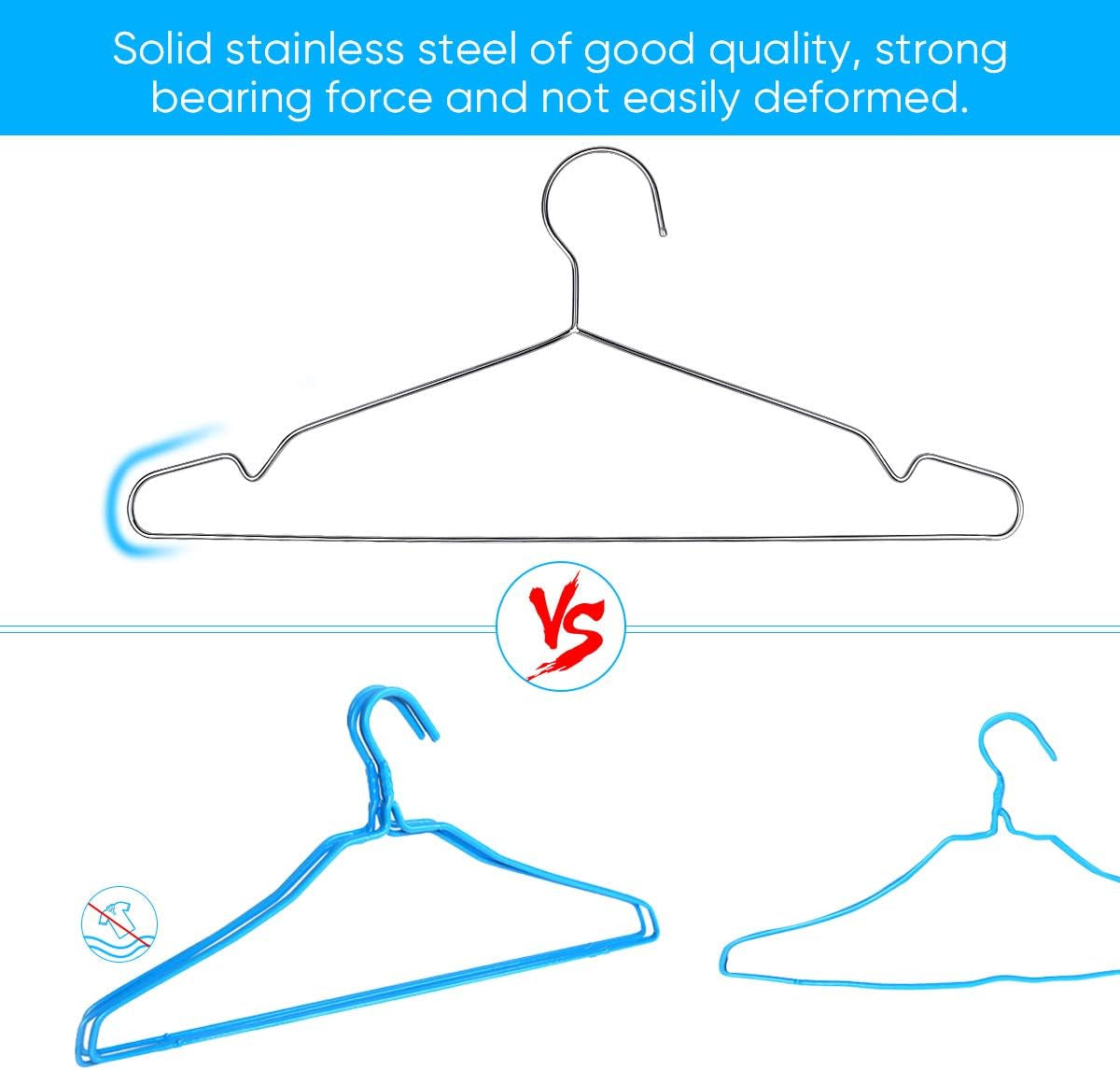 Slim Stainless Steel Hangers, Pack of 40, view 4