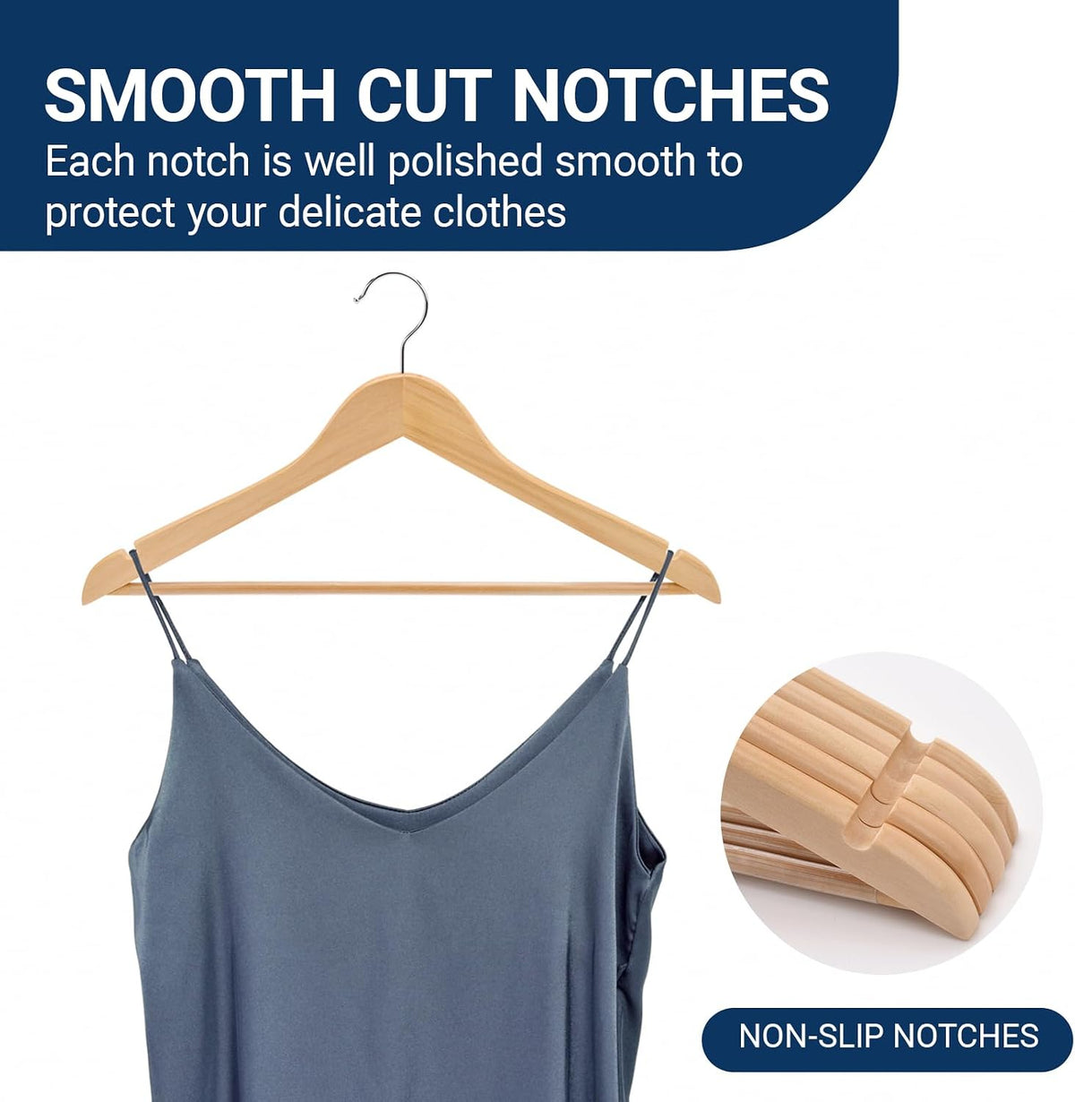 Natural Wooden Coat Hangers, Pack of 30, view 4