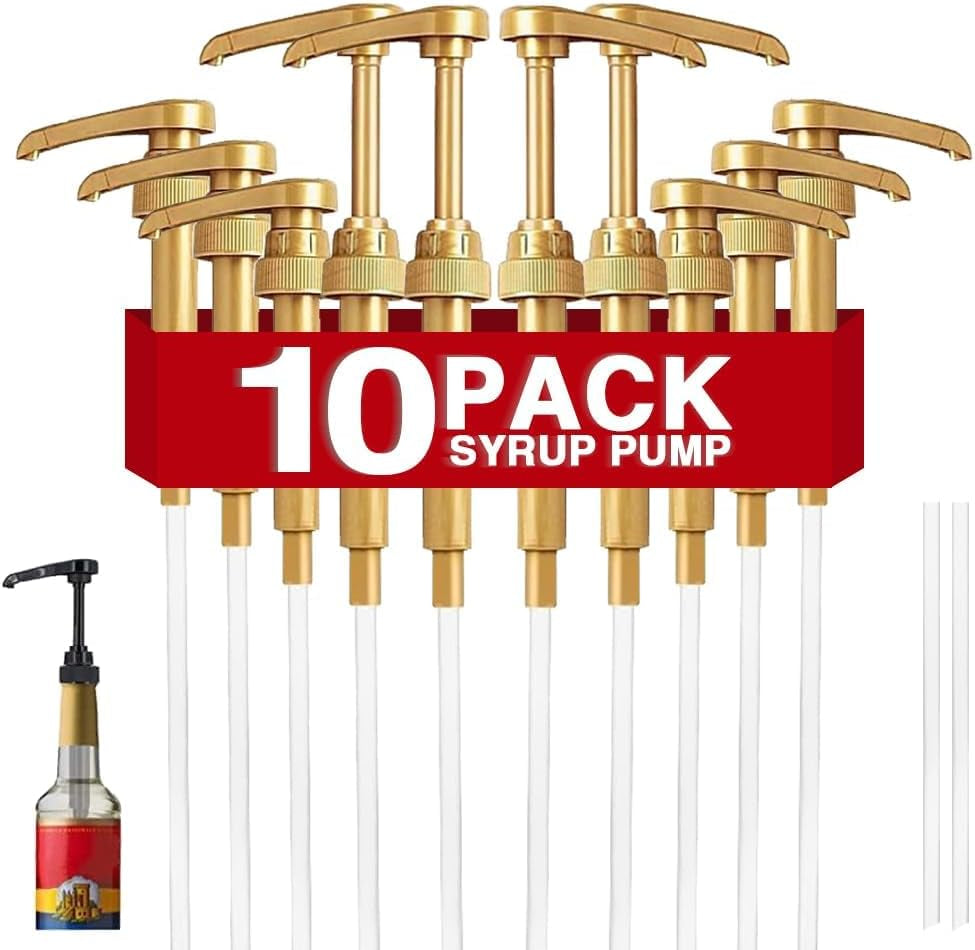 Gold Coffee Syrup Pumps, Set of 10