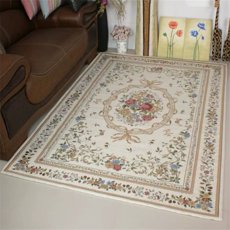 European Style Thick Delicate Floral Carpets for Living Room Decor Pastoral Area Rug Bedroom Home Floor Door Mat Big Carpet