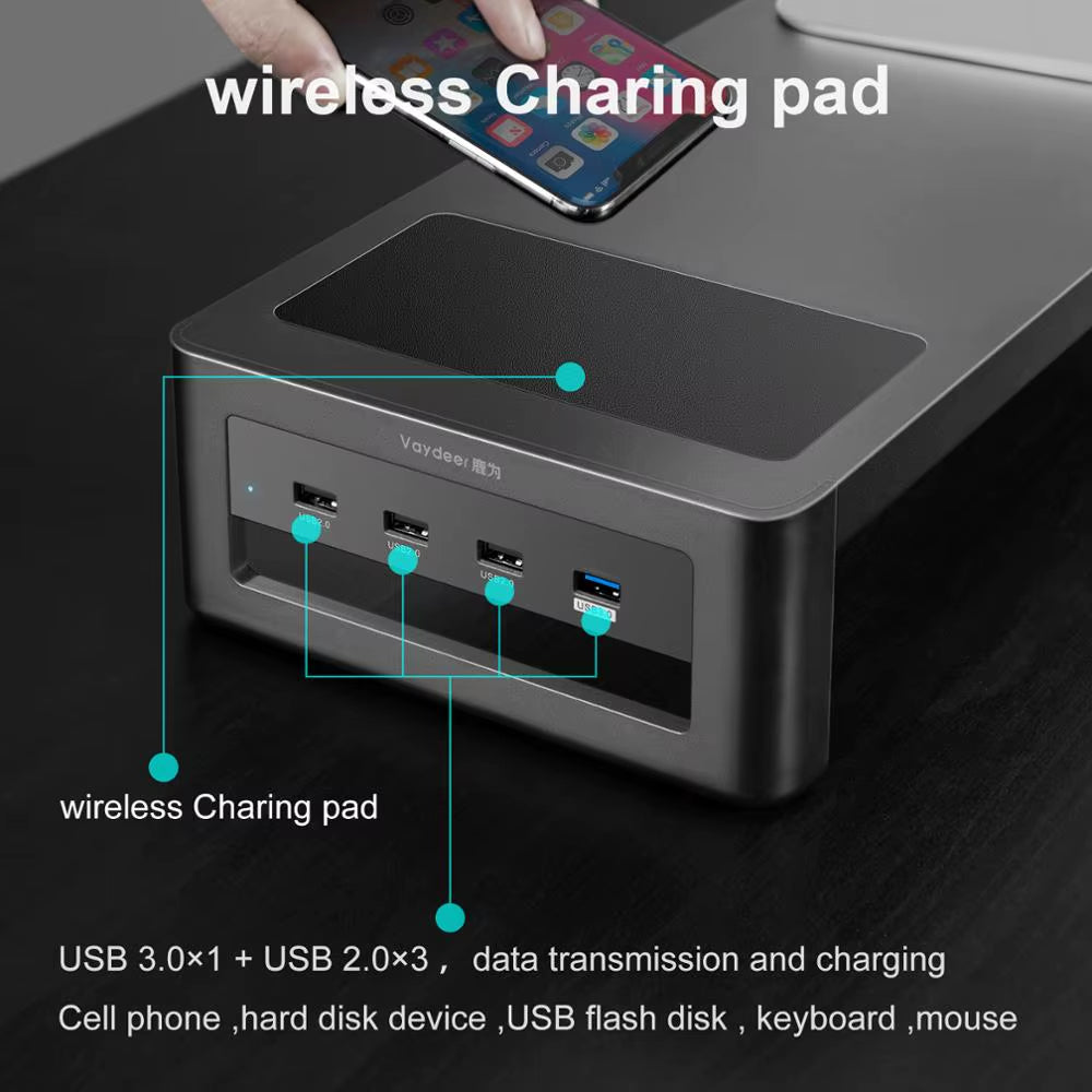 Monitor Stand Riser with USB3.0 Hub Support Data Transfer and Charging Steel Desk Organizer for Laptop Computer