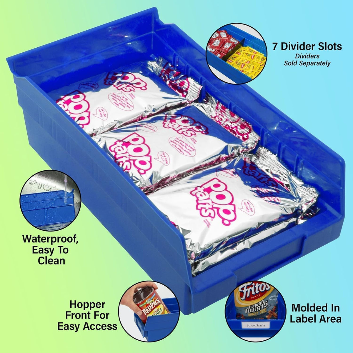 Heavy Duty Shelf Bins, Pack of 12, Blue, view 4