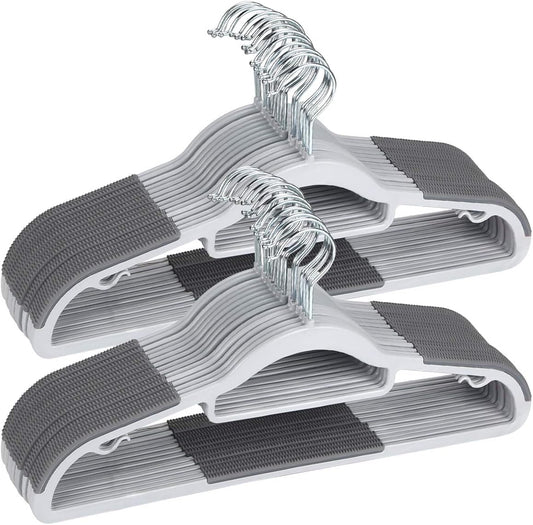 Slim Plastic Hangers, Pack of 50, Dark Grey