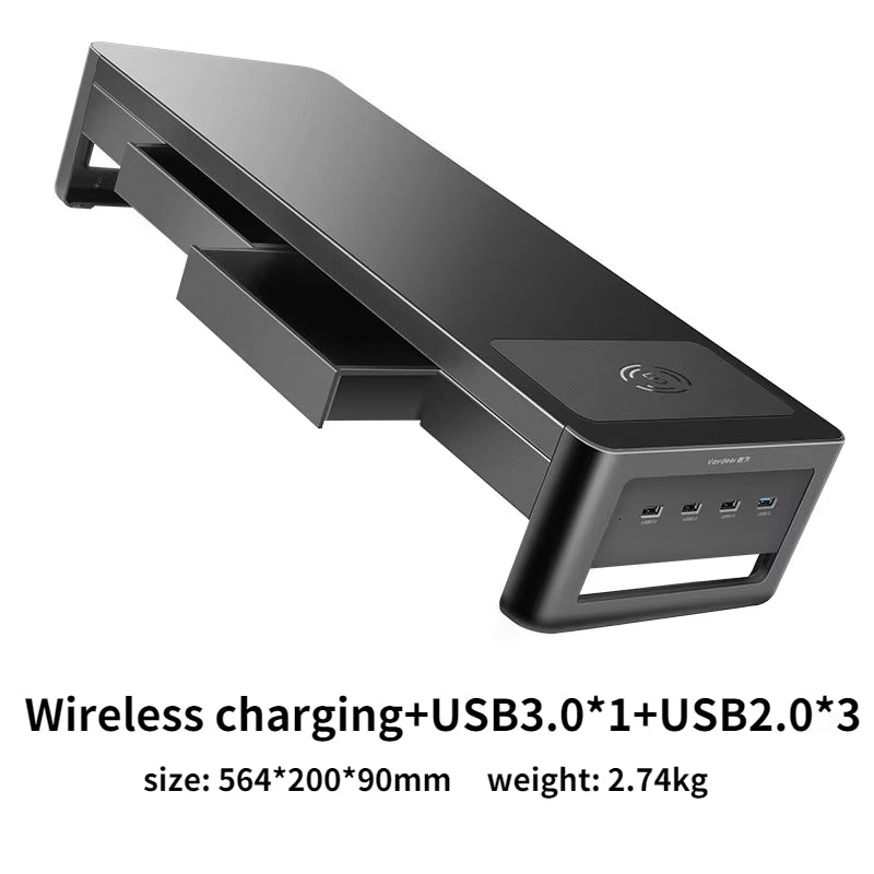 Monitor Stand Riser with USB3.0 Hub Support Data Transfer and Charging Steel Desk Organizer for Laptop Computer