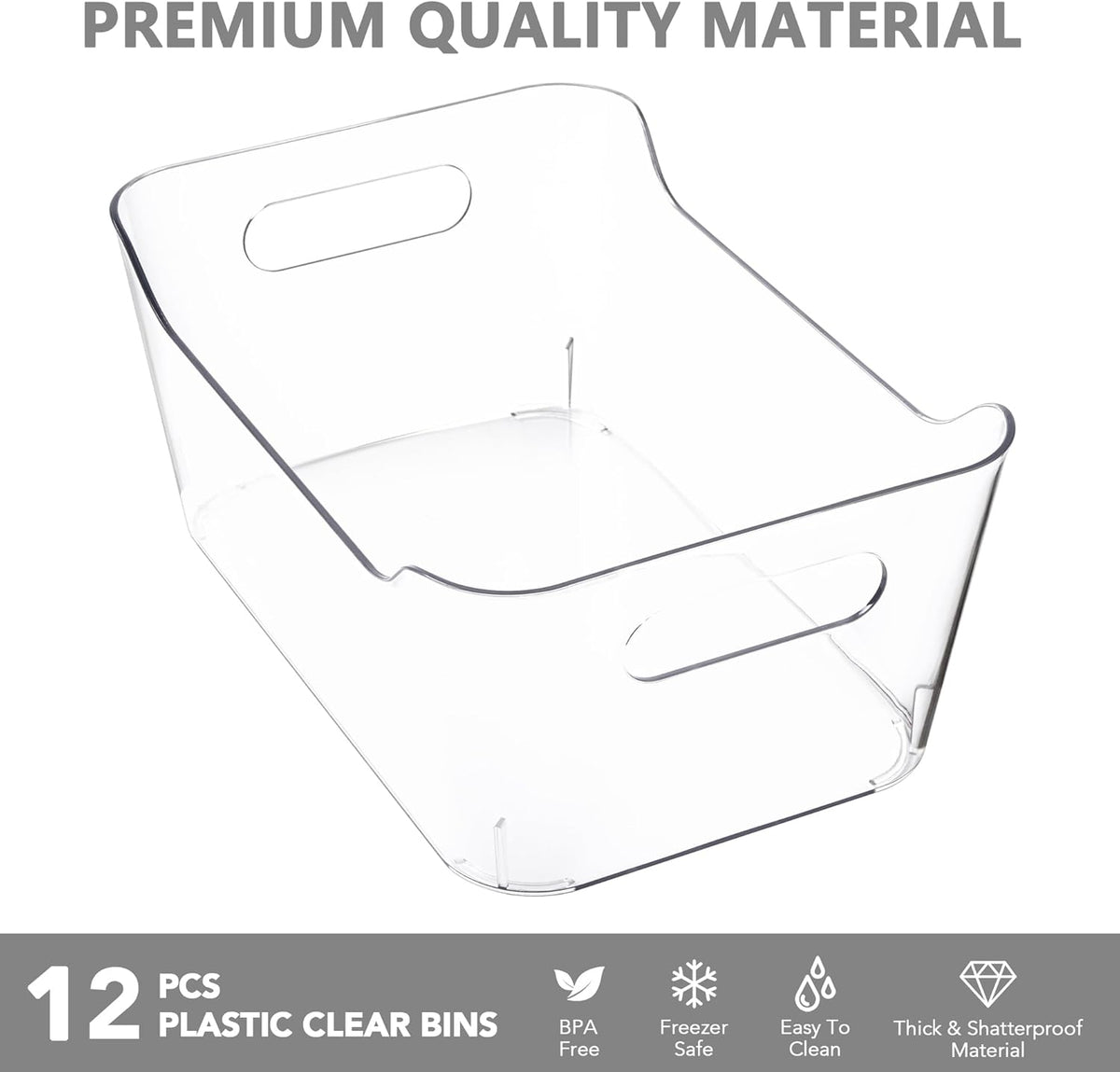 Clear Storage Bins, 3.7 Litre, Pack of 12, view 5