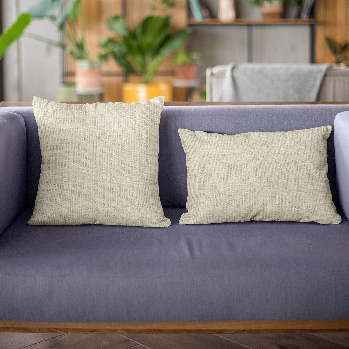 Plutus Vanilla Wall Textured Solid, with Open Weave. Luxury Throw Pillow