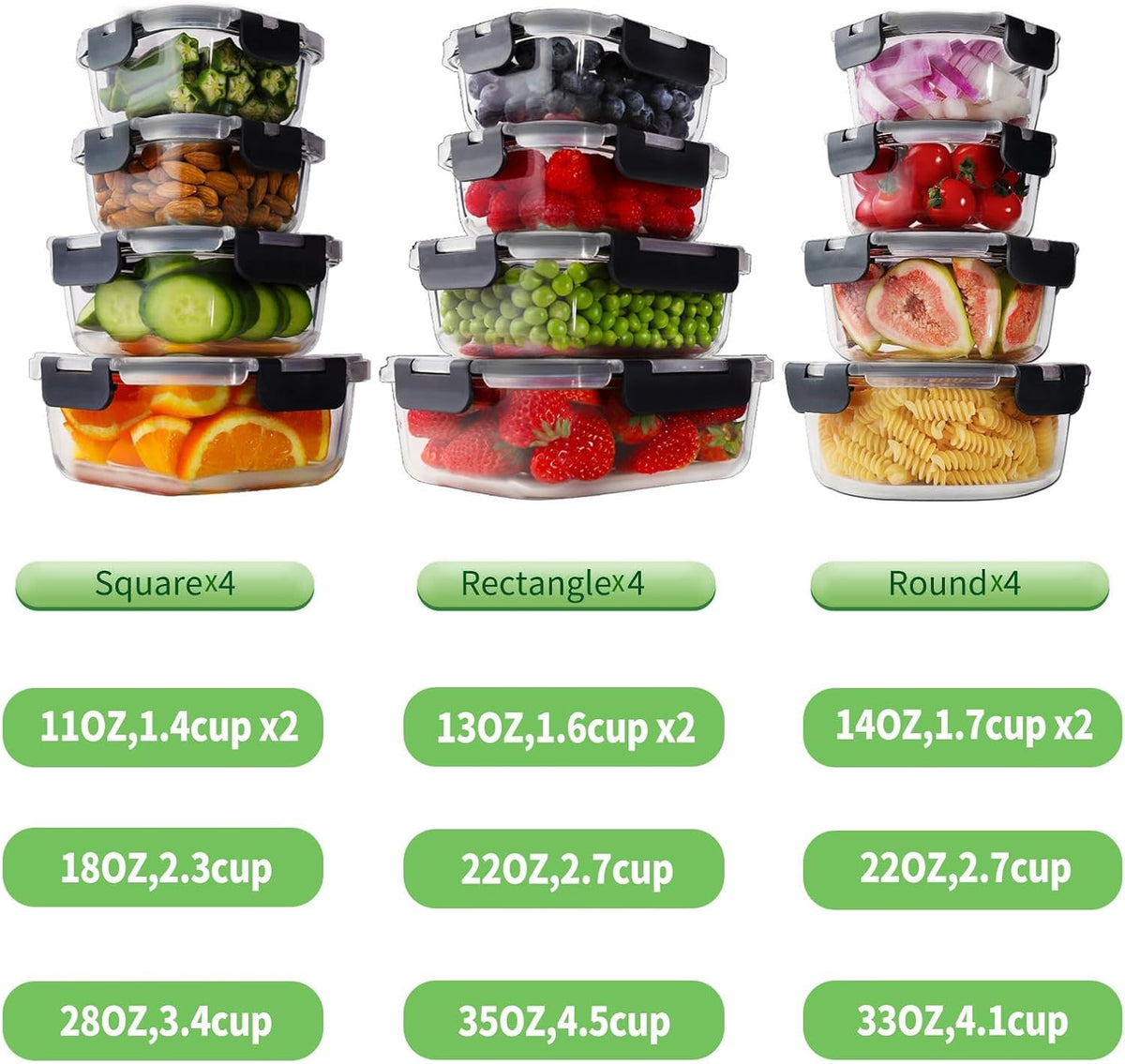 Glass Food Storage Containers, 24 Piece Set, view 2