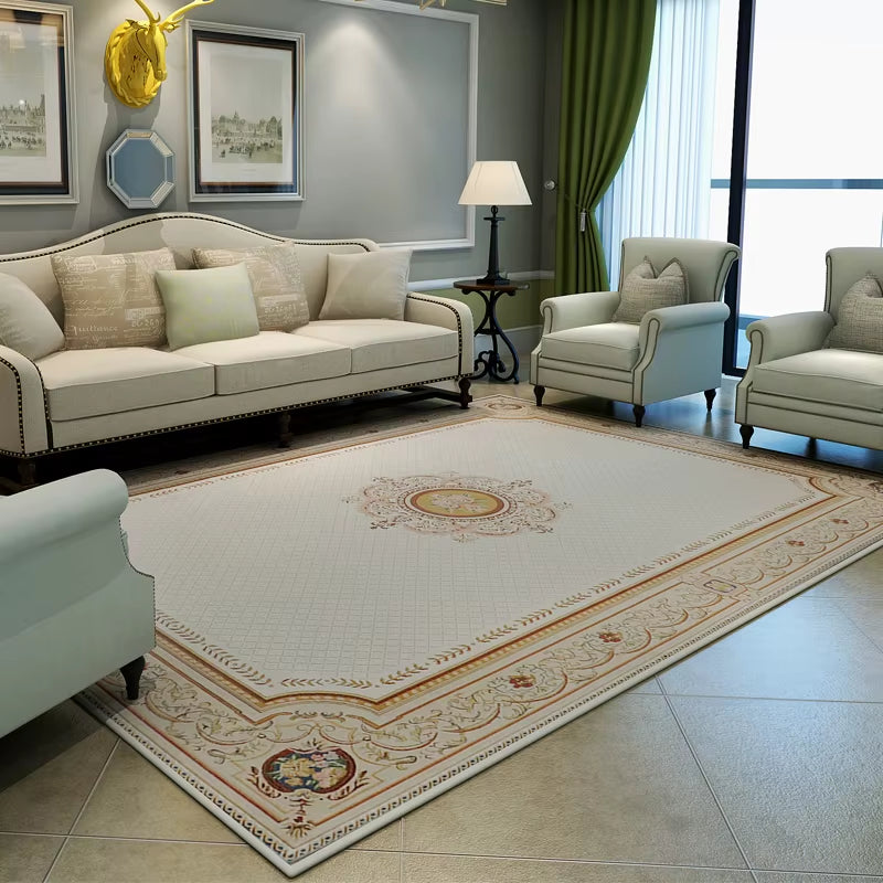 European Style Thick Delicate Floral Carpets for Living Room Decor Pastoral Area Rug Bedroom Home Floor Door Mat Big Carpet