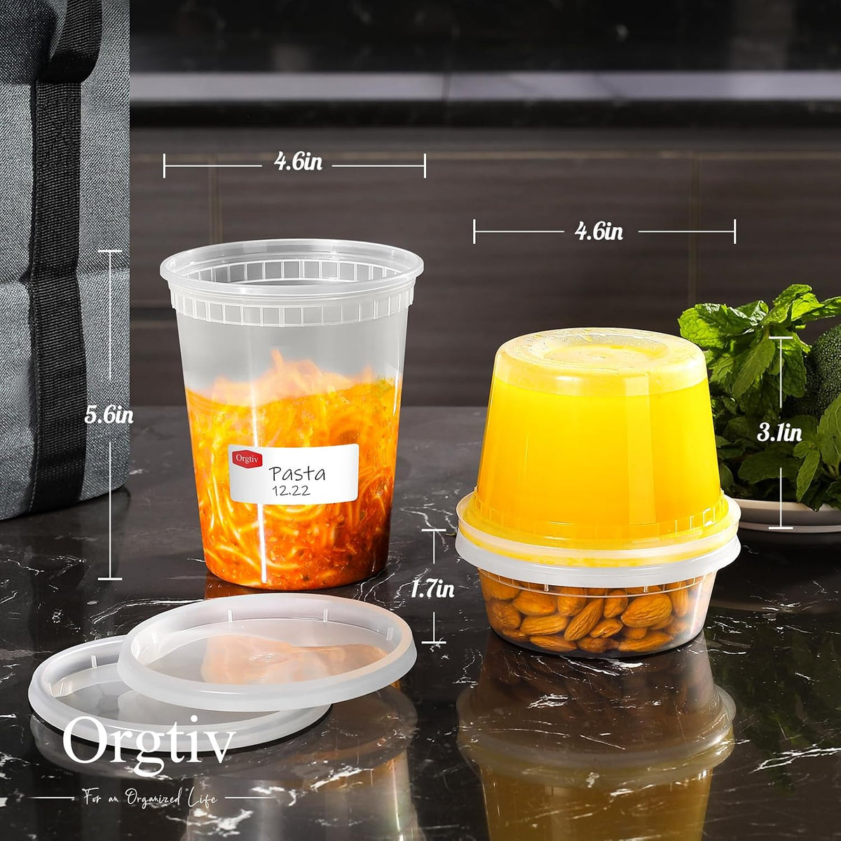Plastic Deli Pots with Lids, 48 Set in Three Sizes, view 2