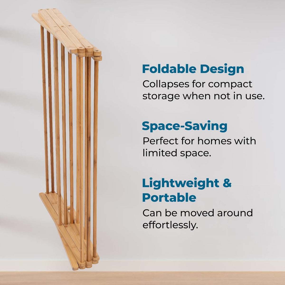 Collapsible Bamboo Clothes Drying Rack, view 6