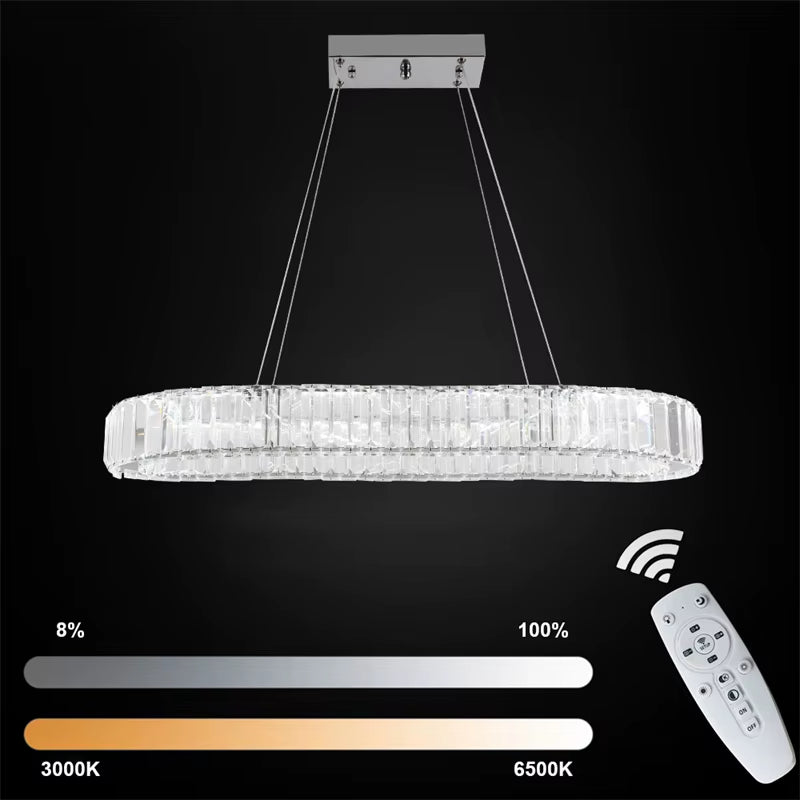 Luxury Rings Chandeliers for Dining Room Stainless Steel Modern Home Decor Hanging Lighting K9 Crystal Light Ceiling Chandeliers