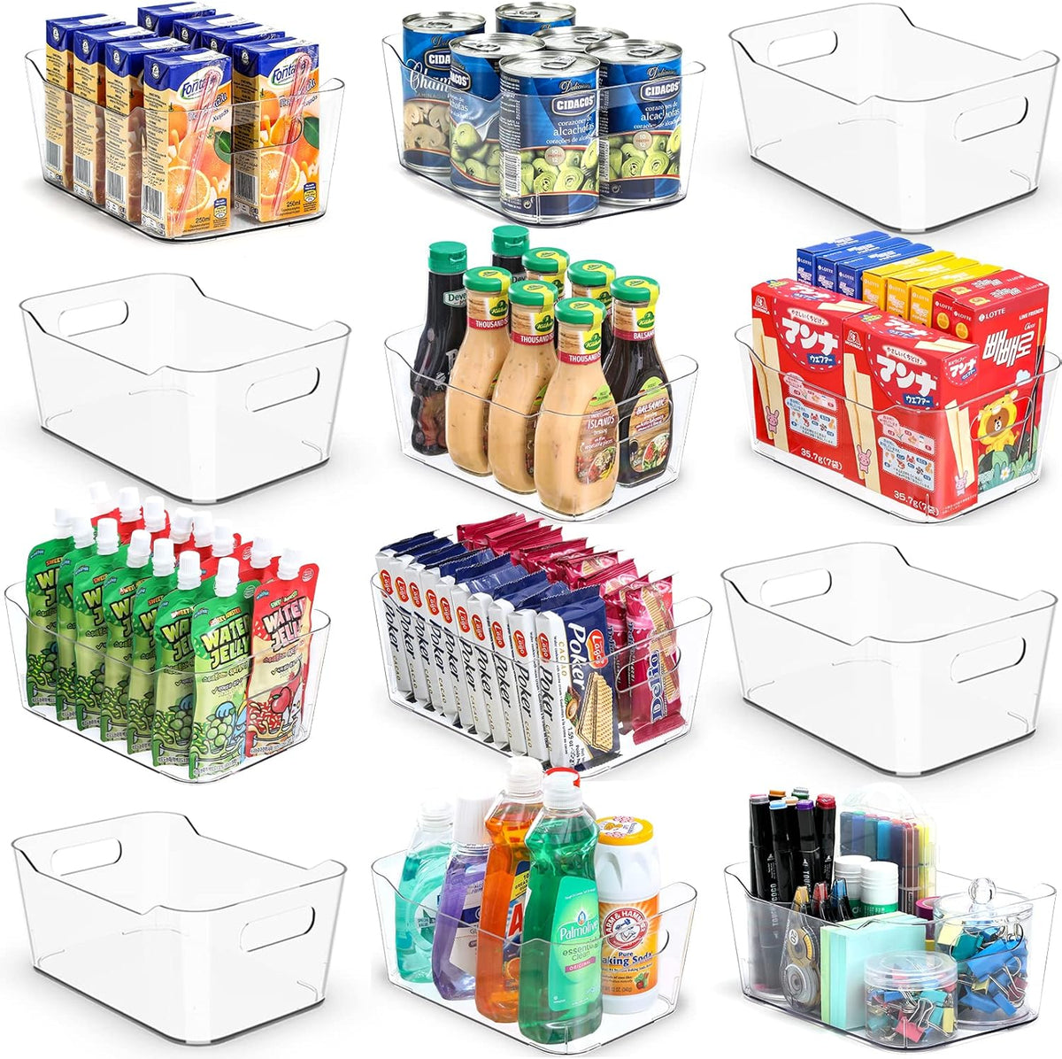Clear Pantry Bins with Handles and Labels, Pack of 12, view 9