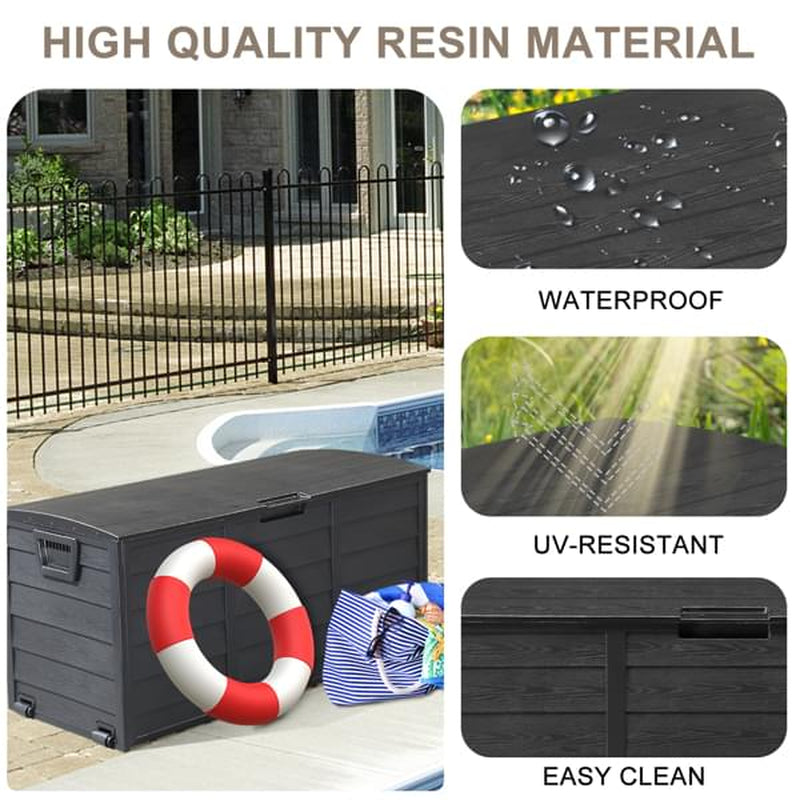 Pure Black Courtyard Storage Box with Two Wheels