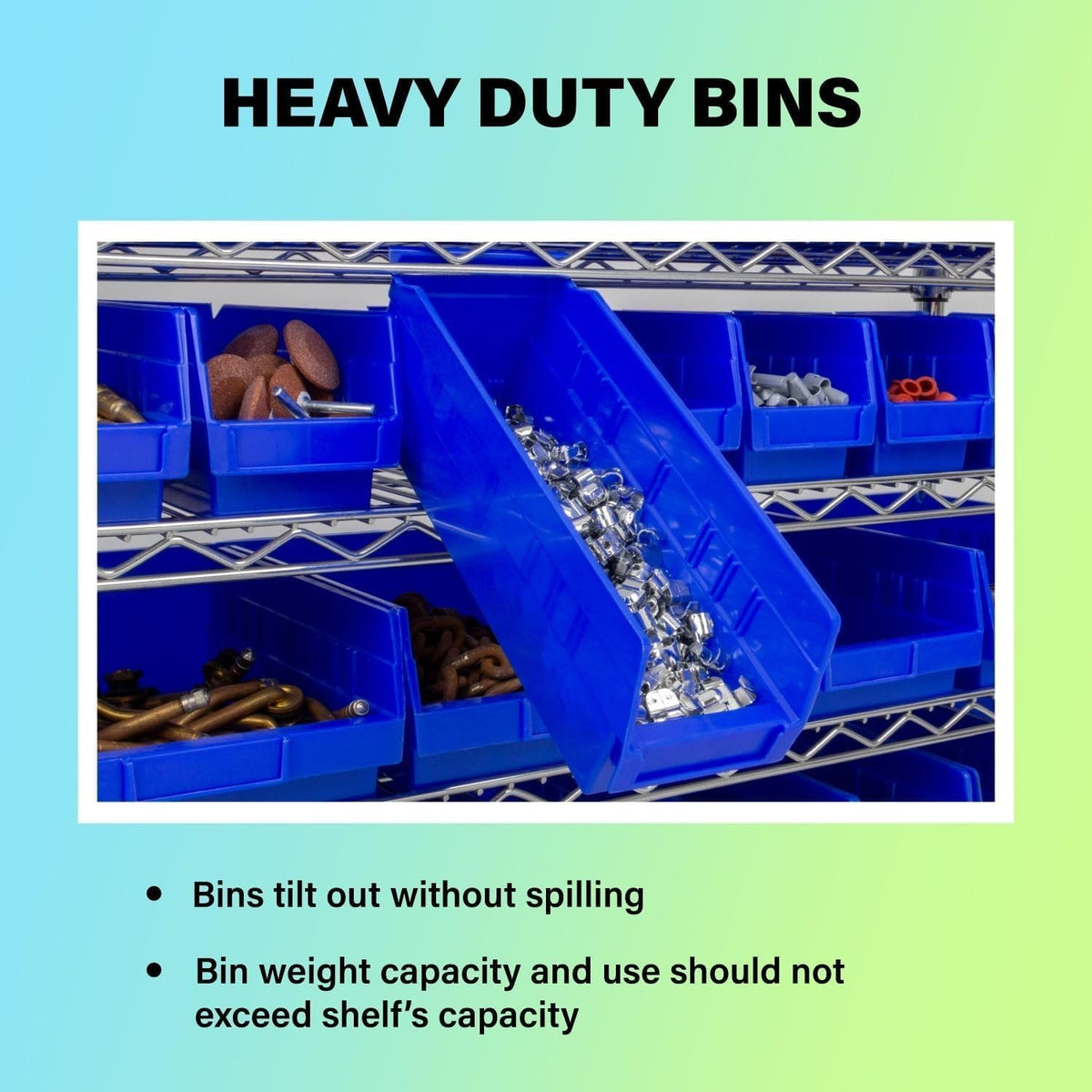 Heavy Duty Shelf Bins, Pack of 12, Blue, view 5