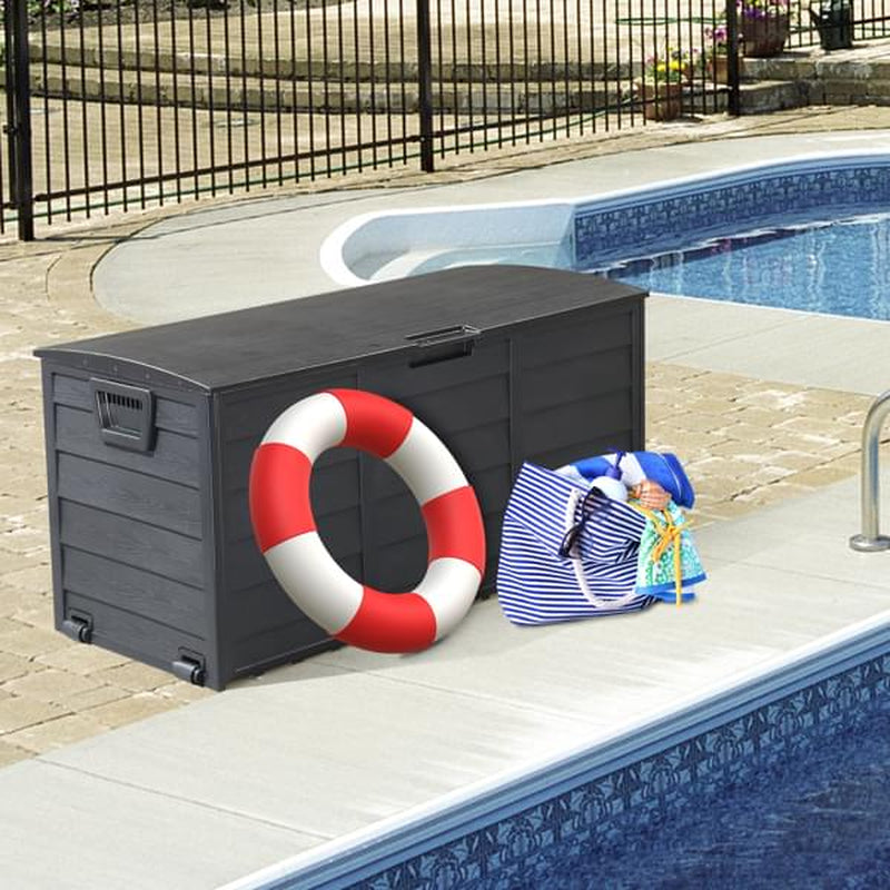 Pure Black Courtyard Storage Box with Two Wheels