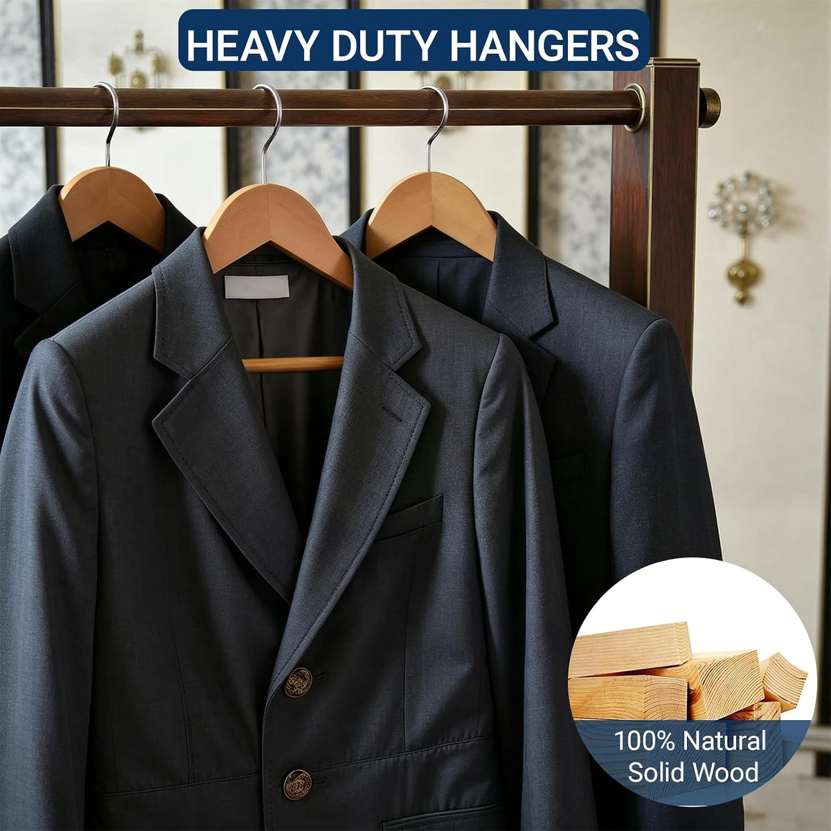 Natural Wooden Coat Hangers, Pack of 30, view 5