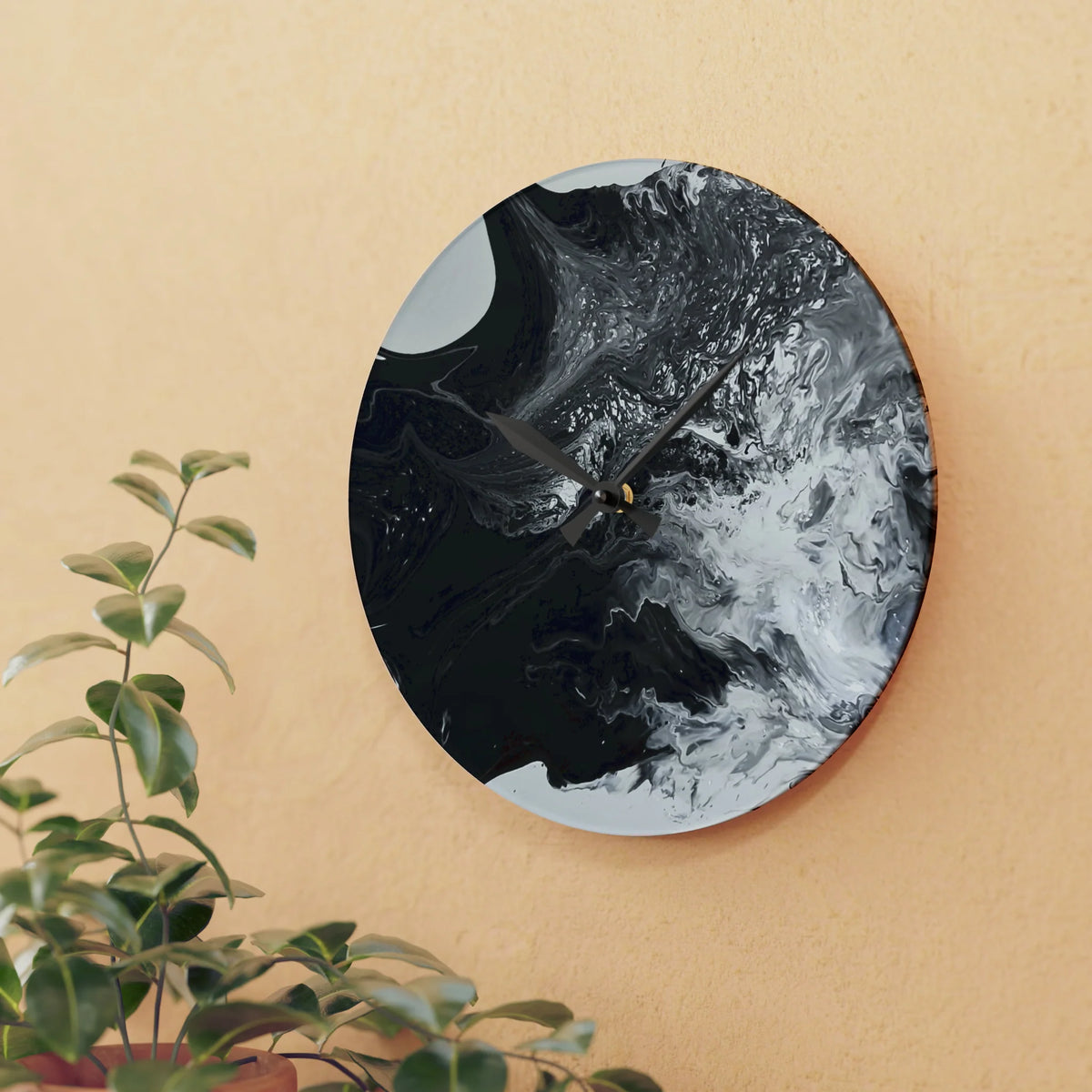 Black and White Abstract Wall Clock Collectible by Queennoble