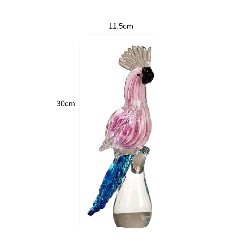 Parrot Sculpture Ornament, Glass Crafts, Bird Statues, Luxury Creative Gift, Living Room, Office, Desktop Decoration, Artwork