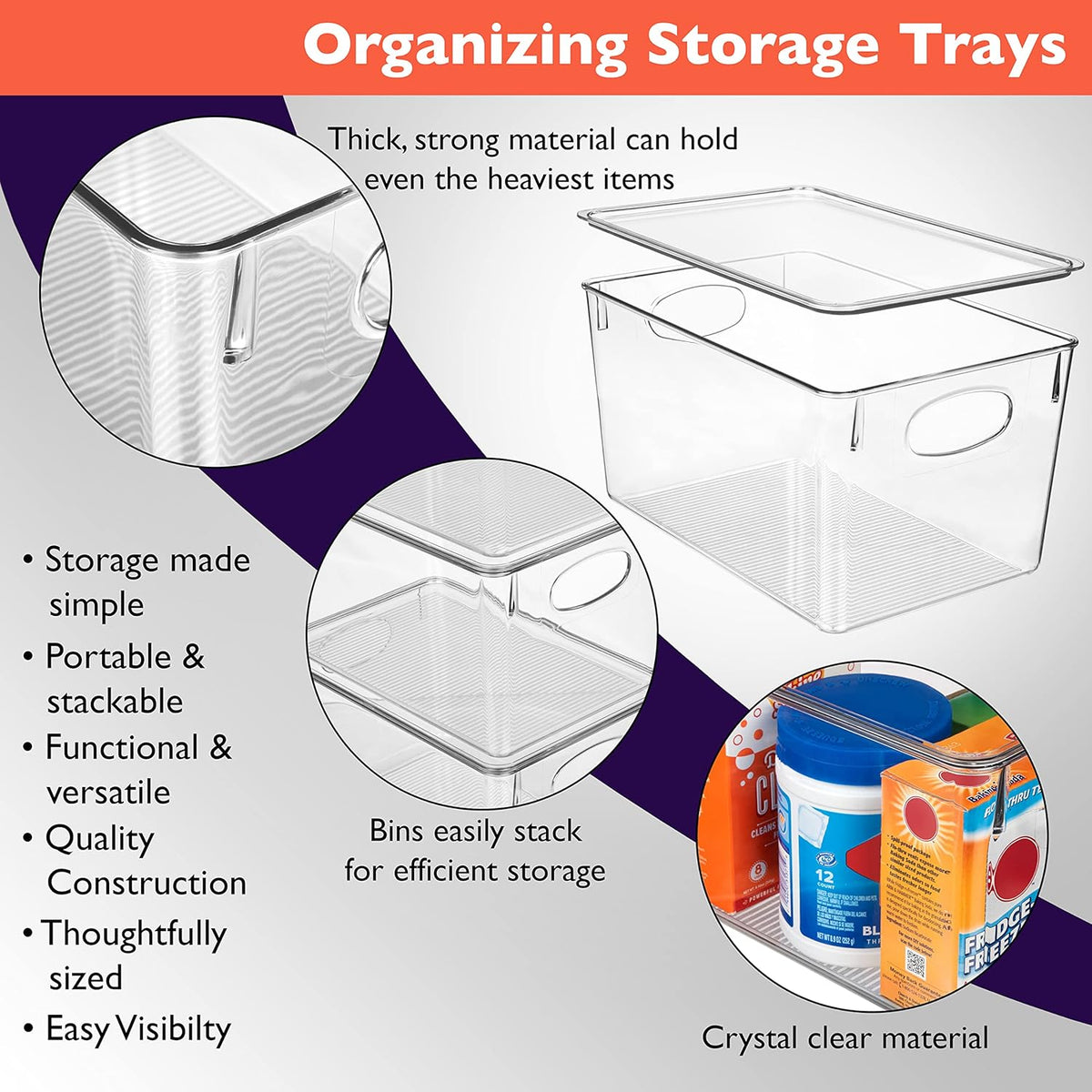 Pantry Storage Bins with Lids, Pack of 4, view 4