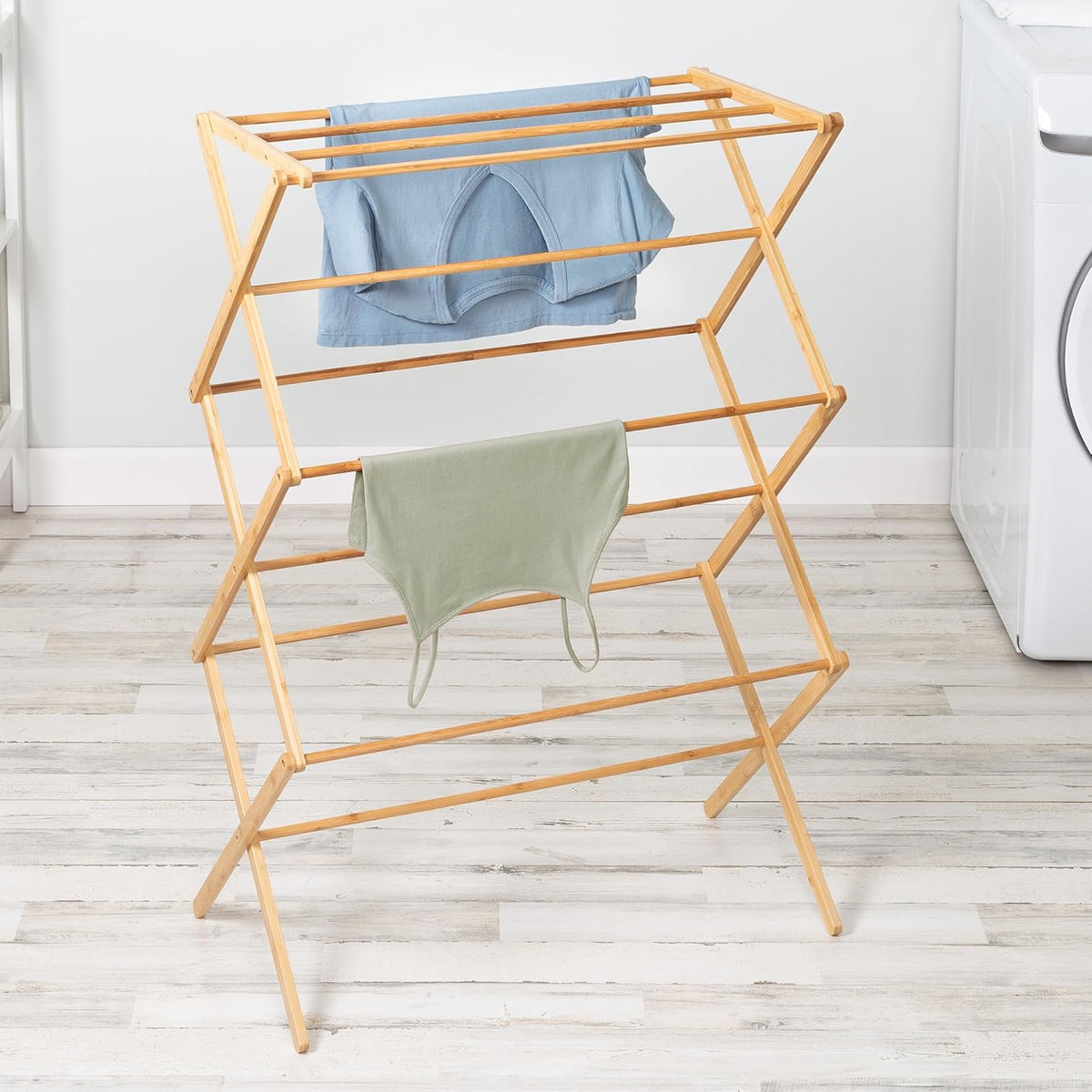 Collapsible Bamboo Clothes Drying Rack, view 2