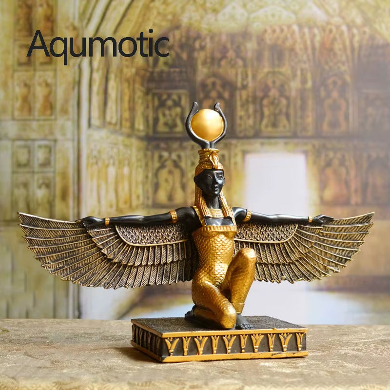 Egyptian Gods Goddess Ornament 1Pc Large Isis Sculpture Adorn for Home Eye of Egypt Furnishing Articles Decorate