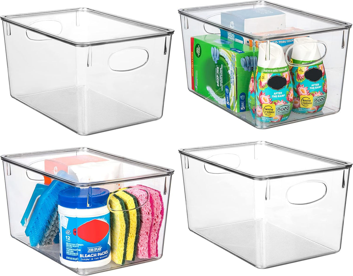 Pantry Storage Bins with Lids, Pack of 4