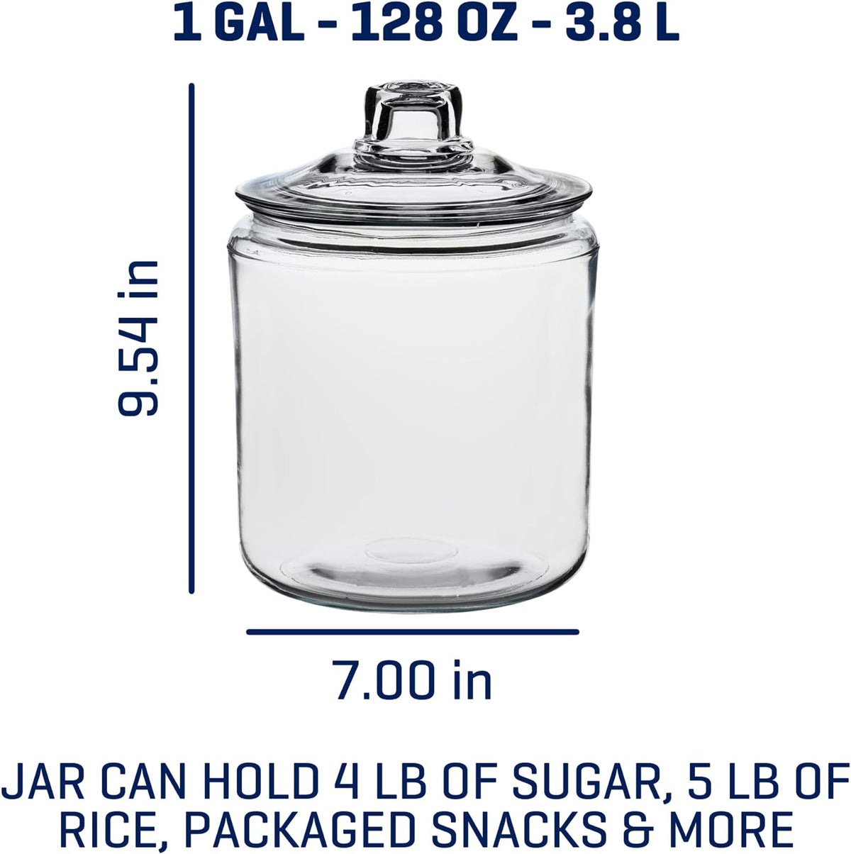 Large Glass Storage Jars with Glass Lids, 1 Gallon, Set of 2, view 2