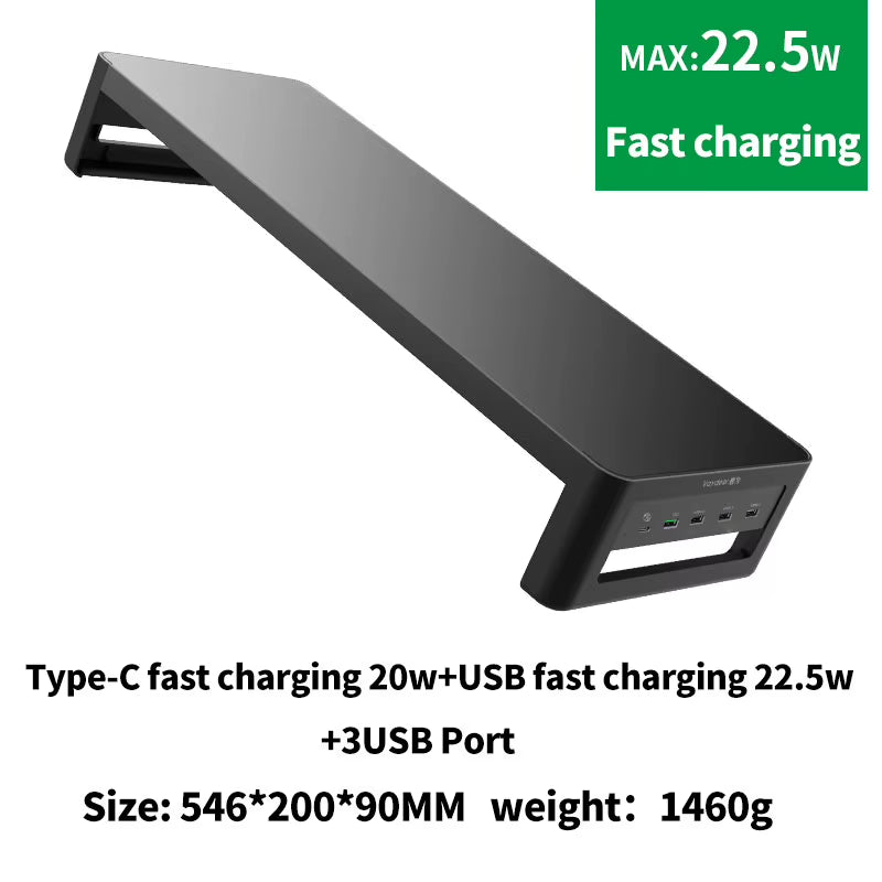 Monitor Stand Riser with USB3.0 Hub Support Data Transfer and Charging Steel Desk Organizer for Laptop Computer