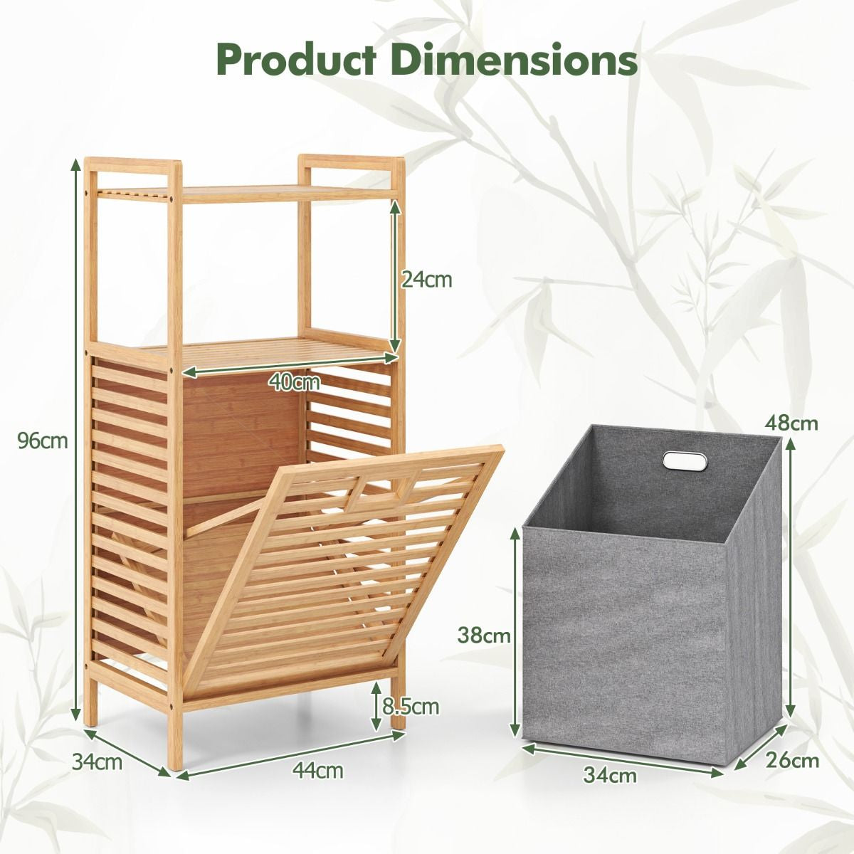 Tilt Out Laundry Hamper with 2-Tier Storage Shelves