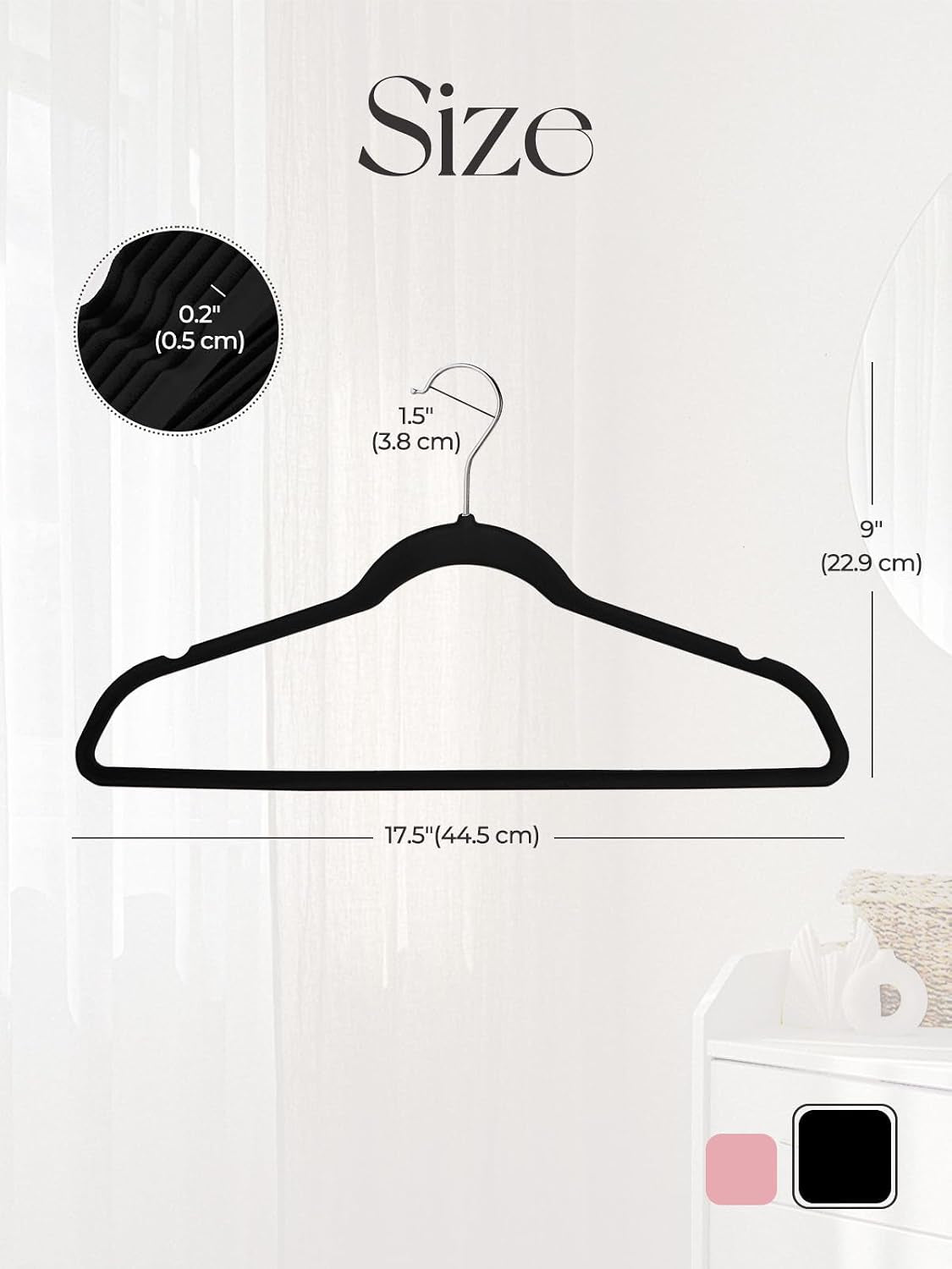 Black Velvet Hangers, Pack of 20, view 5