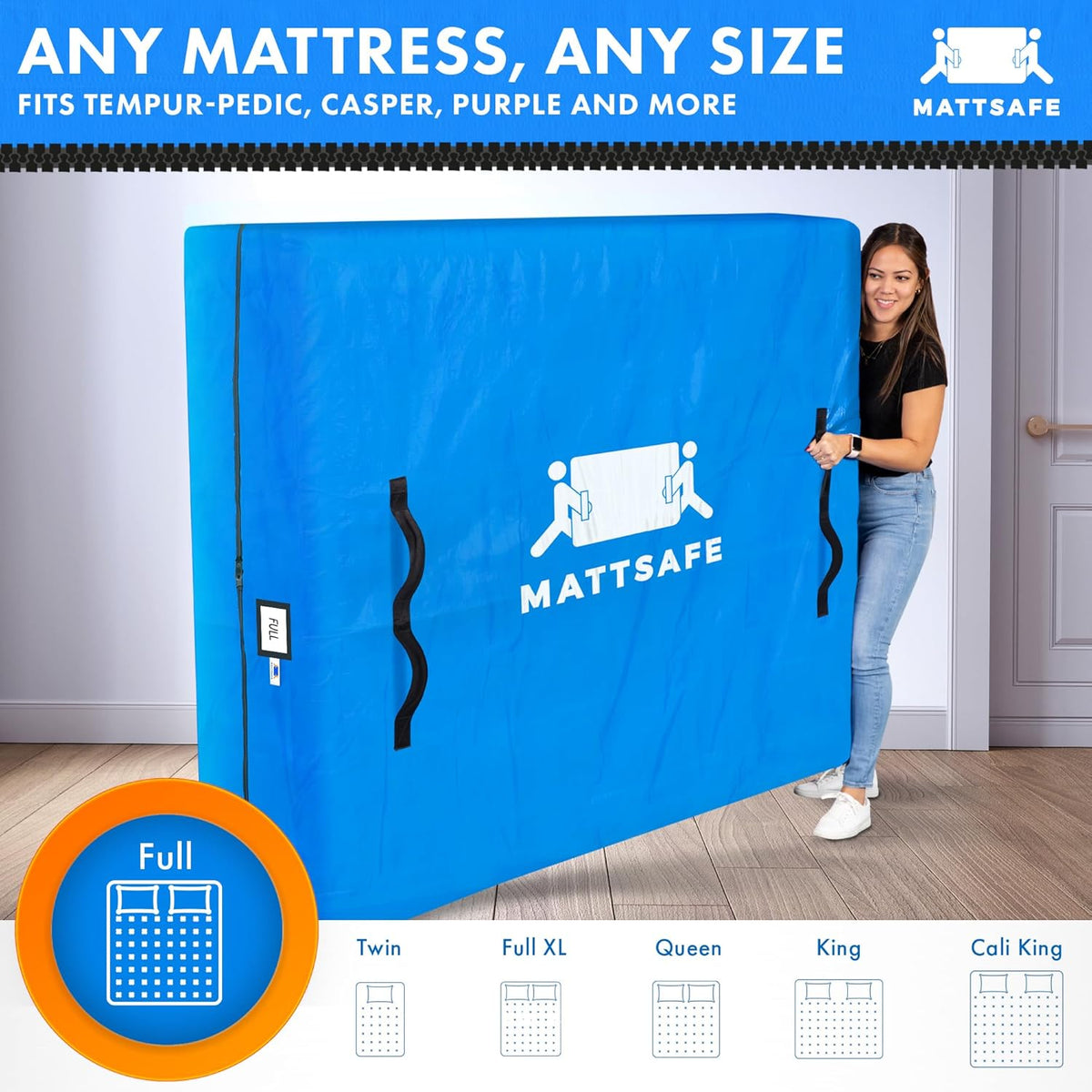 Reusable Double Mattress Bag with 8 Handles, view 6