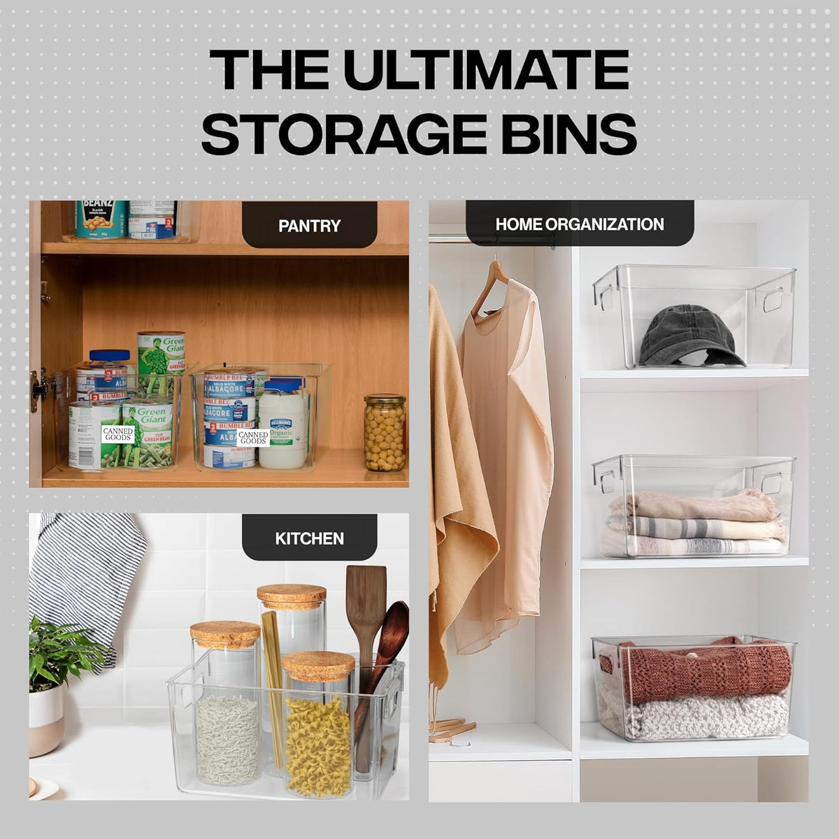 Clear Pantry Storage Bins, Pack of 4, view 3